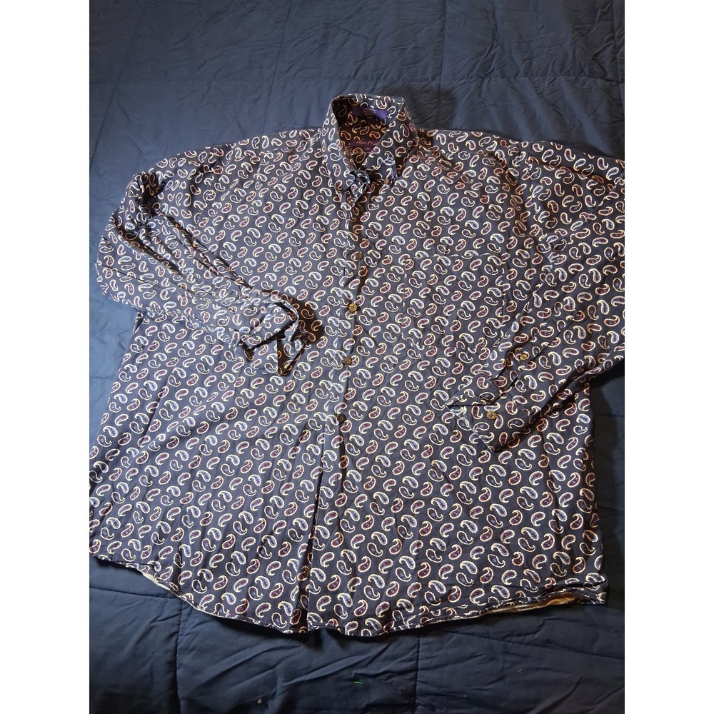 Alan Flusser Men's Size XL Long Sleeve Paisley Western Button Front Shirt